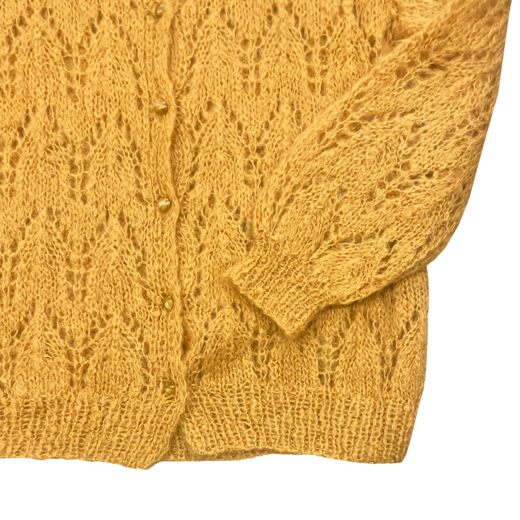 Vintage Hand Knitted Mustard Cardigan 1980s