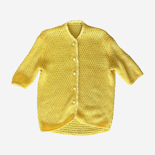 Vintage Yellow Raffia Effect Cardigan
