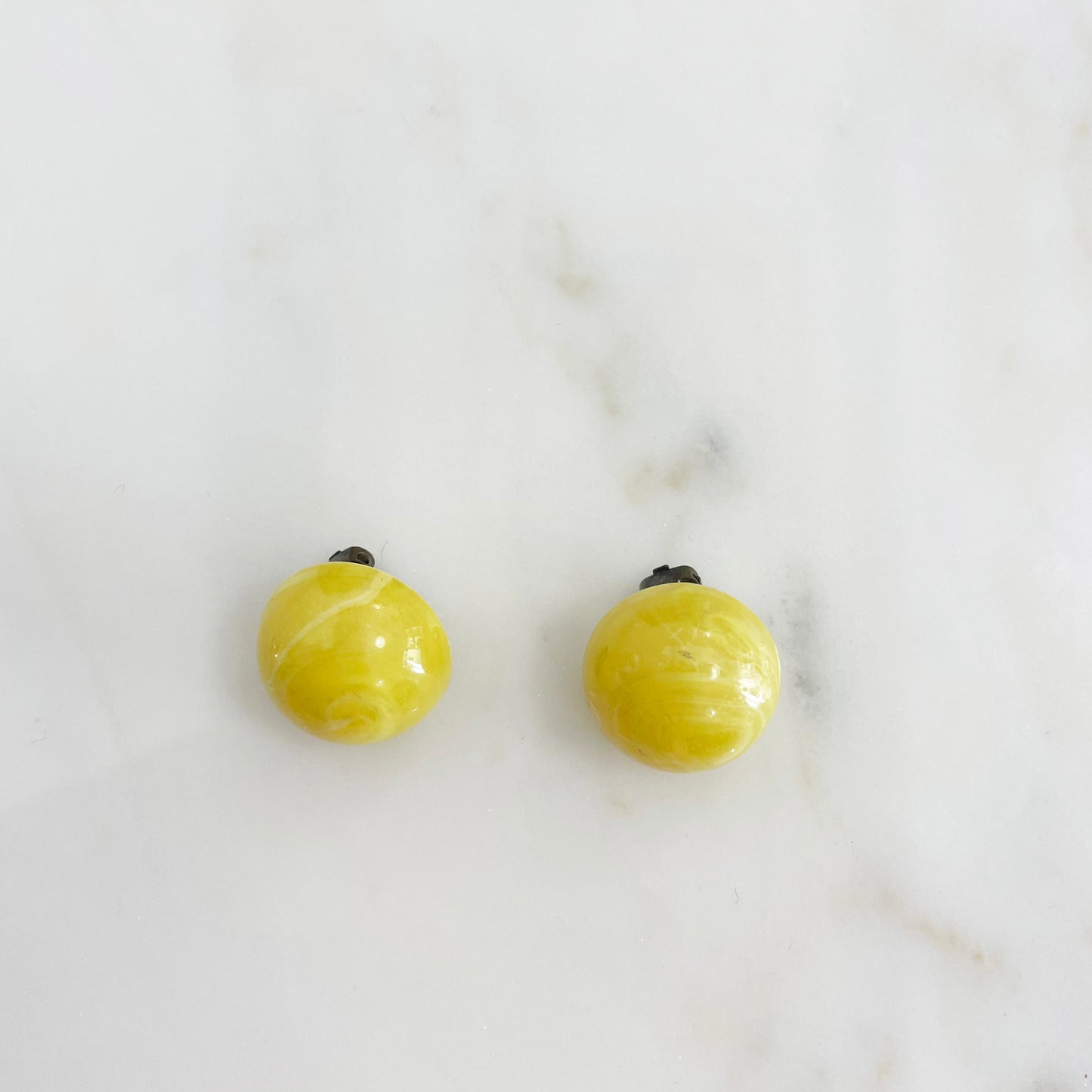 Vintage Yellow Clip Earrings 1960s