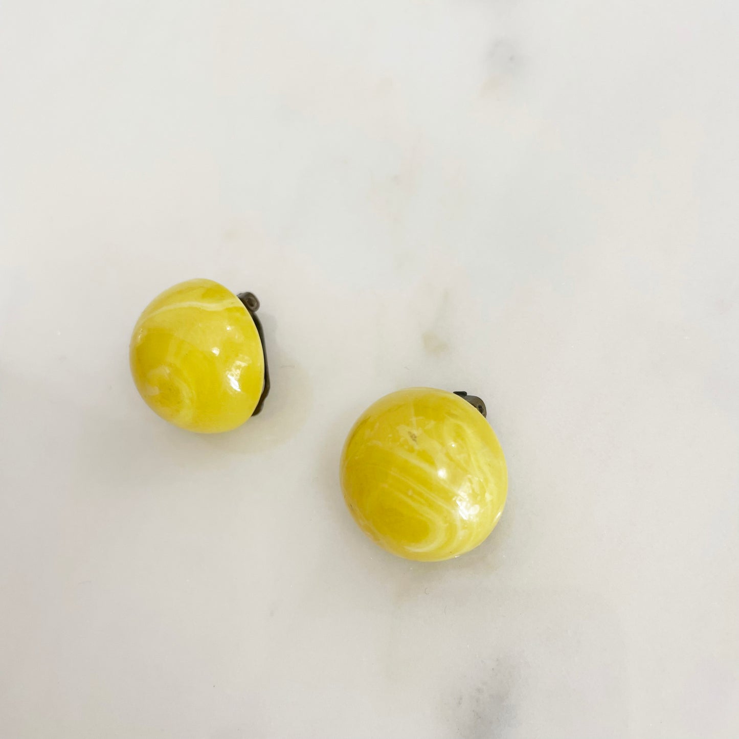 Vintage Yellow Clip Earrings 1960s