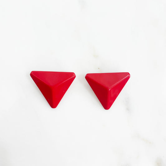 Vintage Red Triangle Earrings 1960s