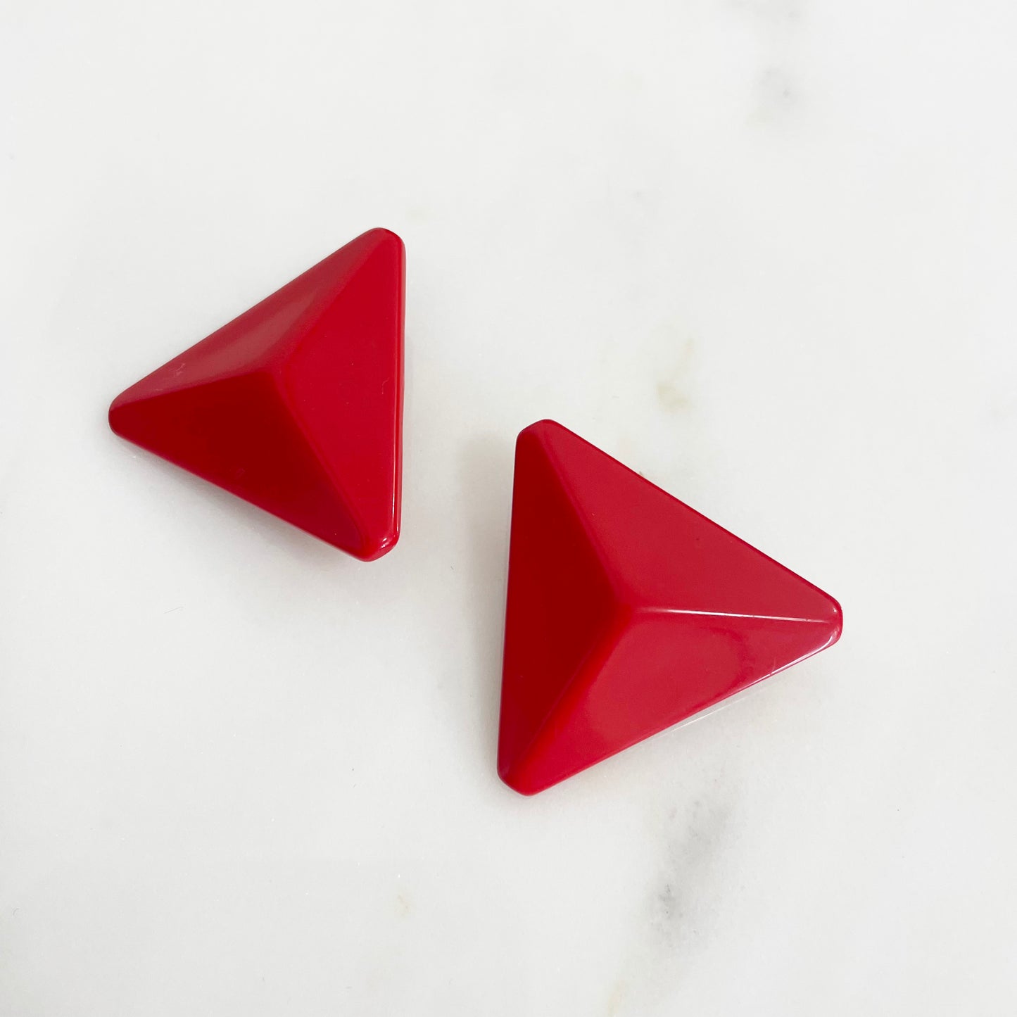 Vintage Red Triangle Earrings 1960s
