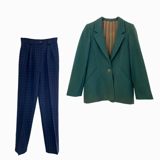 Vintage Suit Jacket Trousers In Virgin Wool - Marella