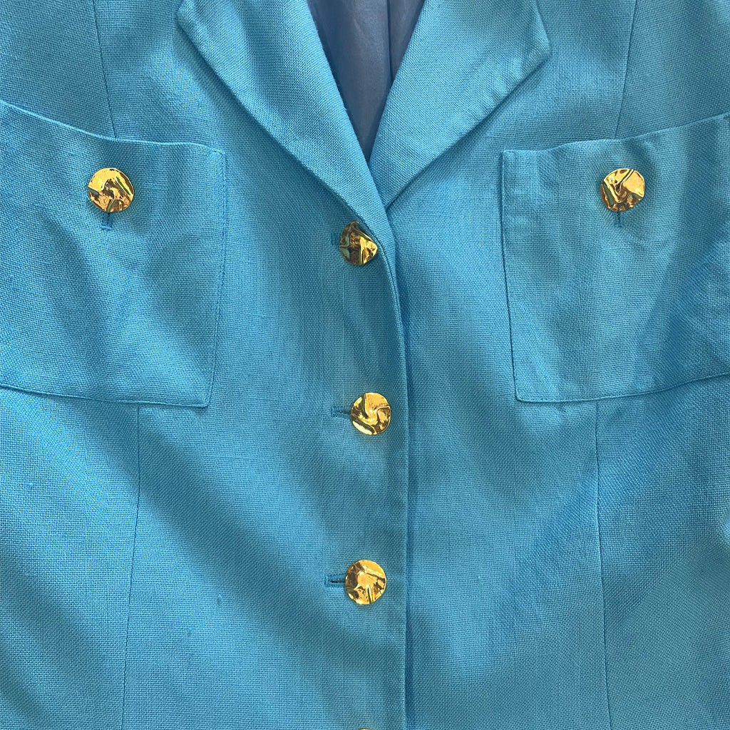 Vintage Light Blue Viscose Suit M. Claudette 1990s