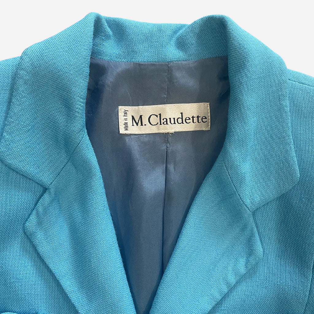 Vintage Light Blue Viscose Suit M. Claudette 1990s