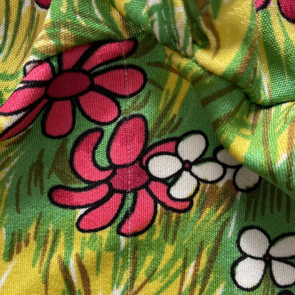 Vintage Patterned One Piece Swimsuit 1970s