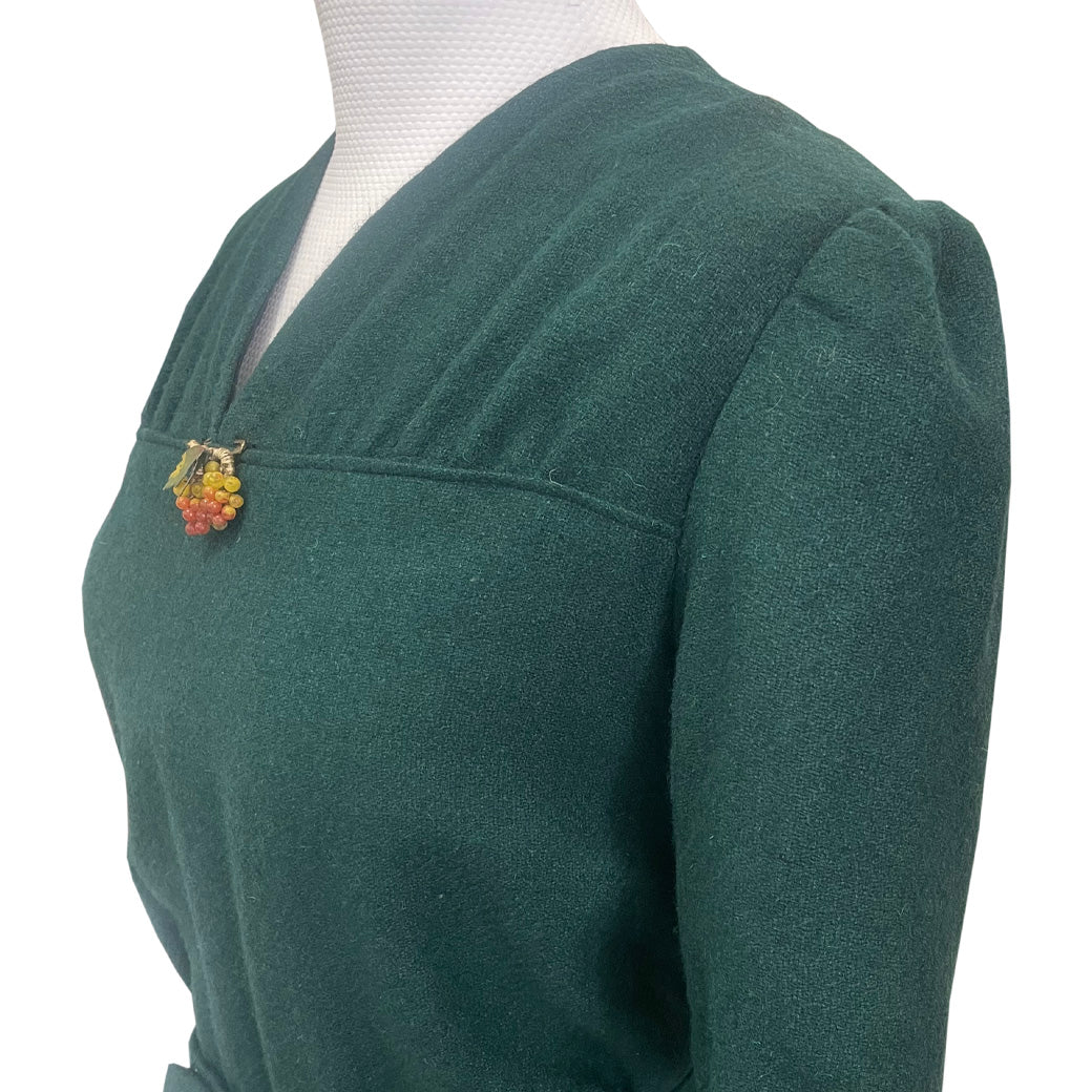 Vintage Green Wool Dress 1940s