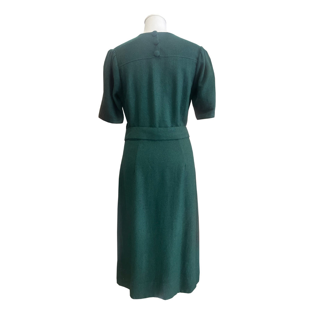 Vintage Green Wool Dress 1940s