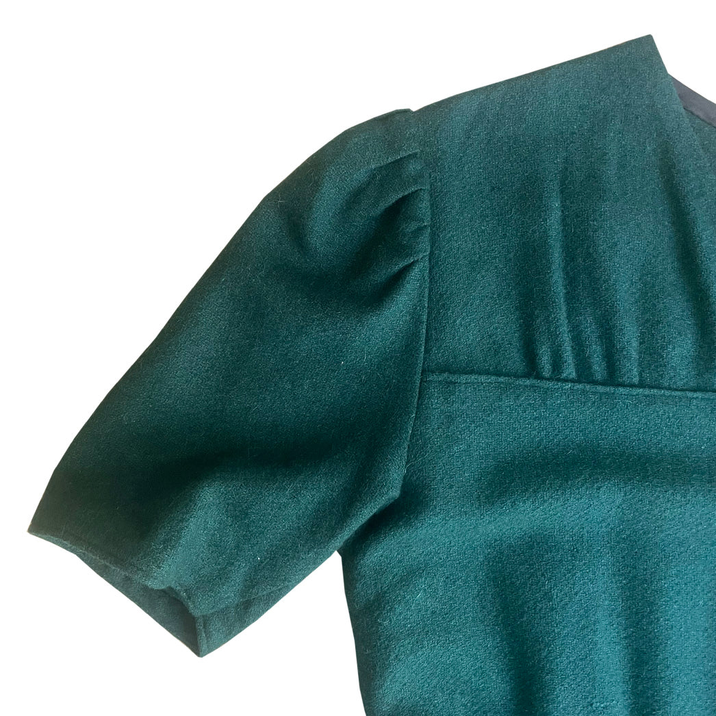 Vintage Green Wool Dress 1940s