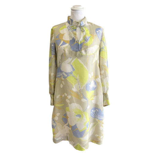 Vintage Patterned Voile Dress 1960s
