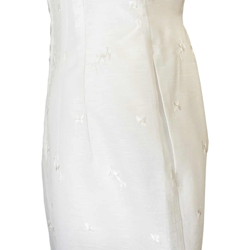 Vintage White Chinese Style Dress 1970s