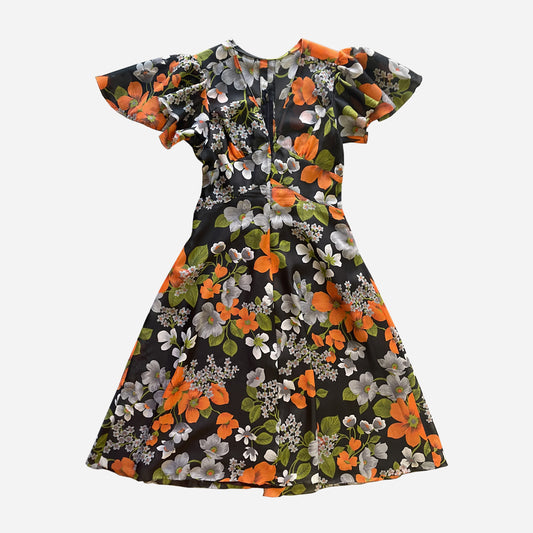 Vintage Floral Voile Dress 1970s