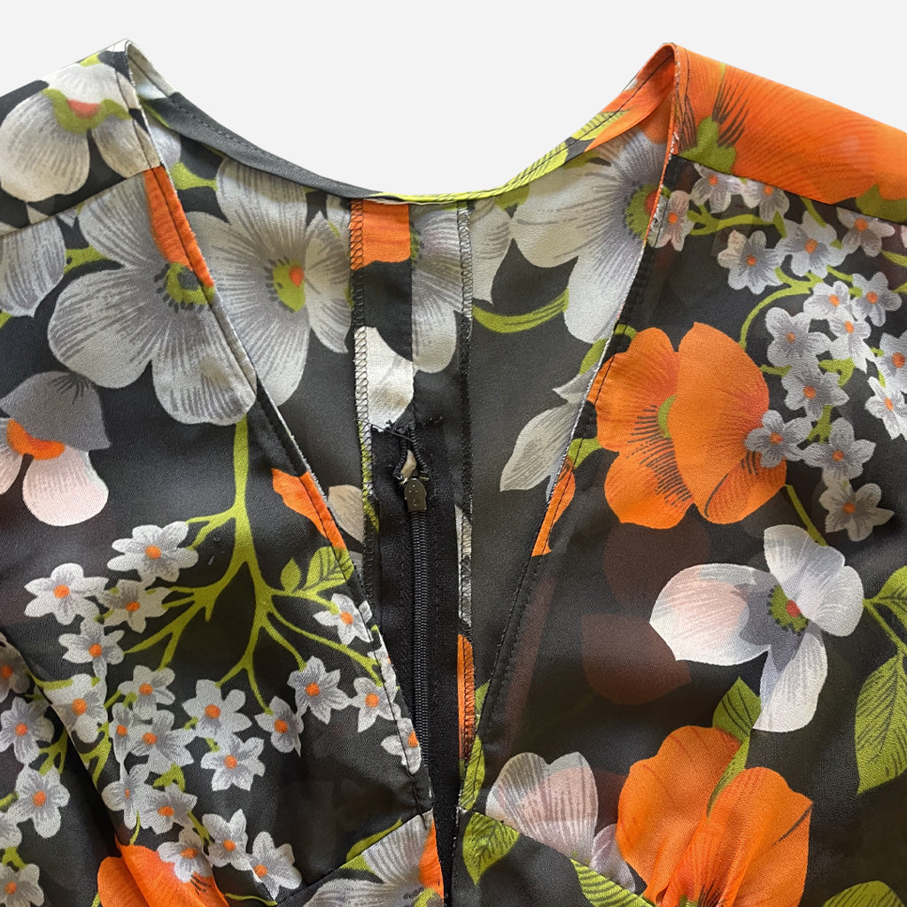 Vintage Floral Voile Dress 1970s