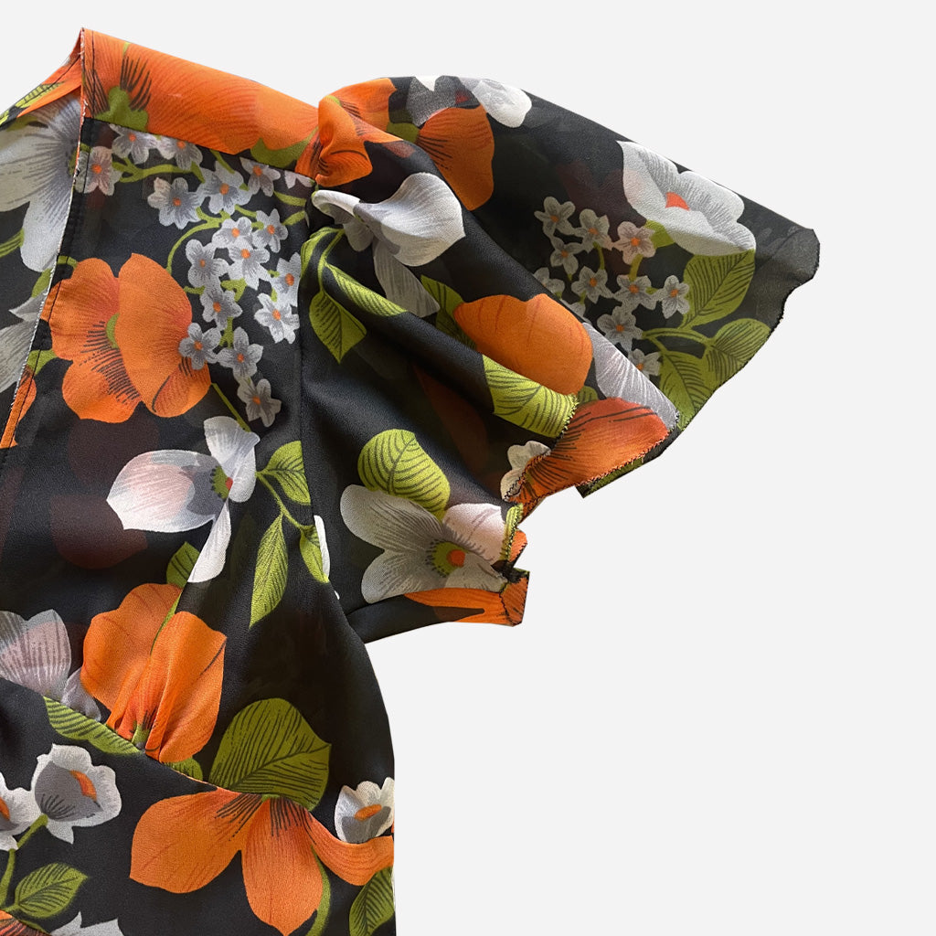 Vintage Floral Voile Dress 1970s