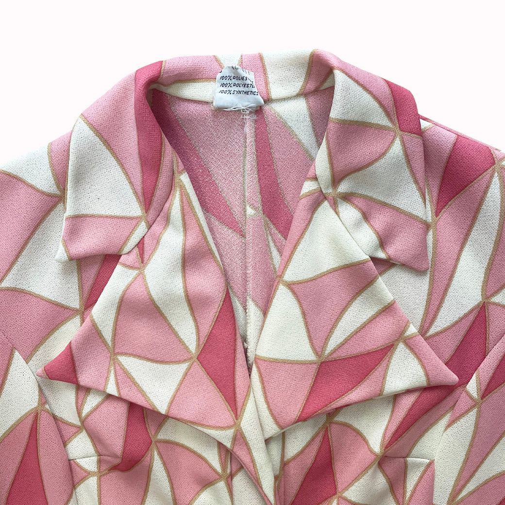 Vintage Pink Patterned Dress 1970s