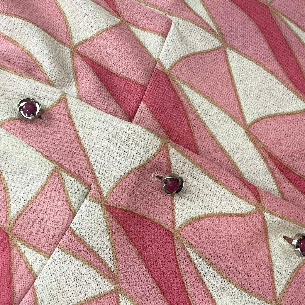 Vintage Pink Patterned Dress 1970s