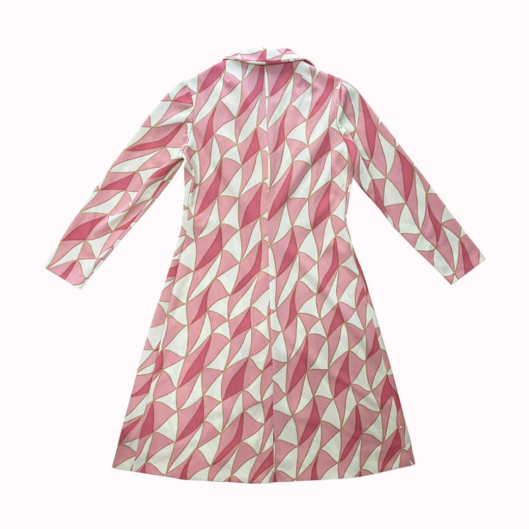 Vintage Pink Patterned Dress 1970s