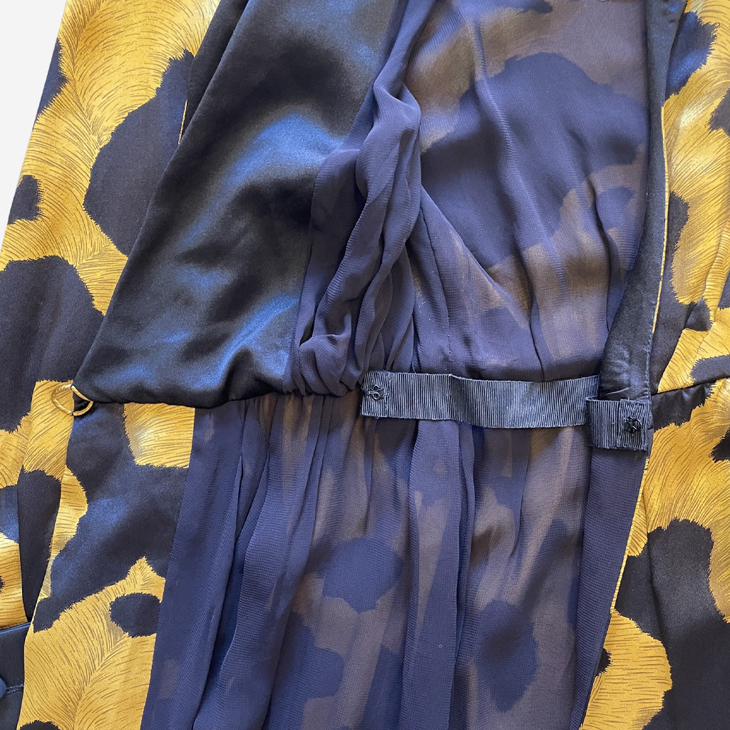 Vintage Silk Dress Mila Shön Gold/Black 1980s Dress