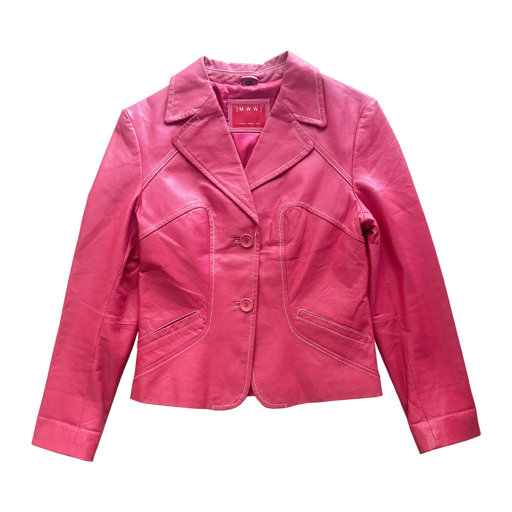 Vintage Fuchsia Pink Genuine Leather Jacket