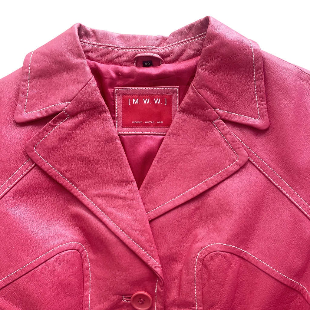 Vintage Fuchsia Pink Genuine Leather Jacket