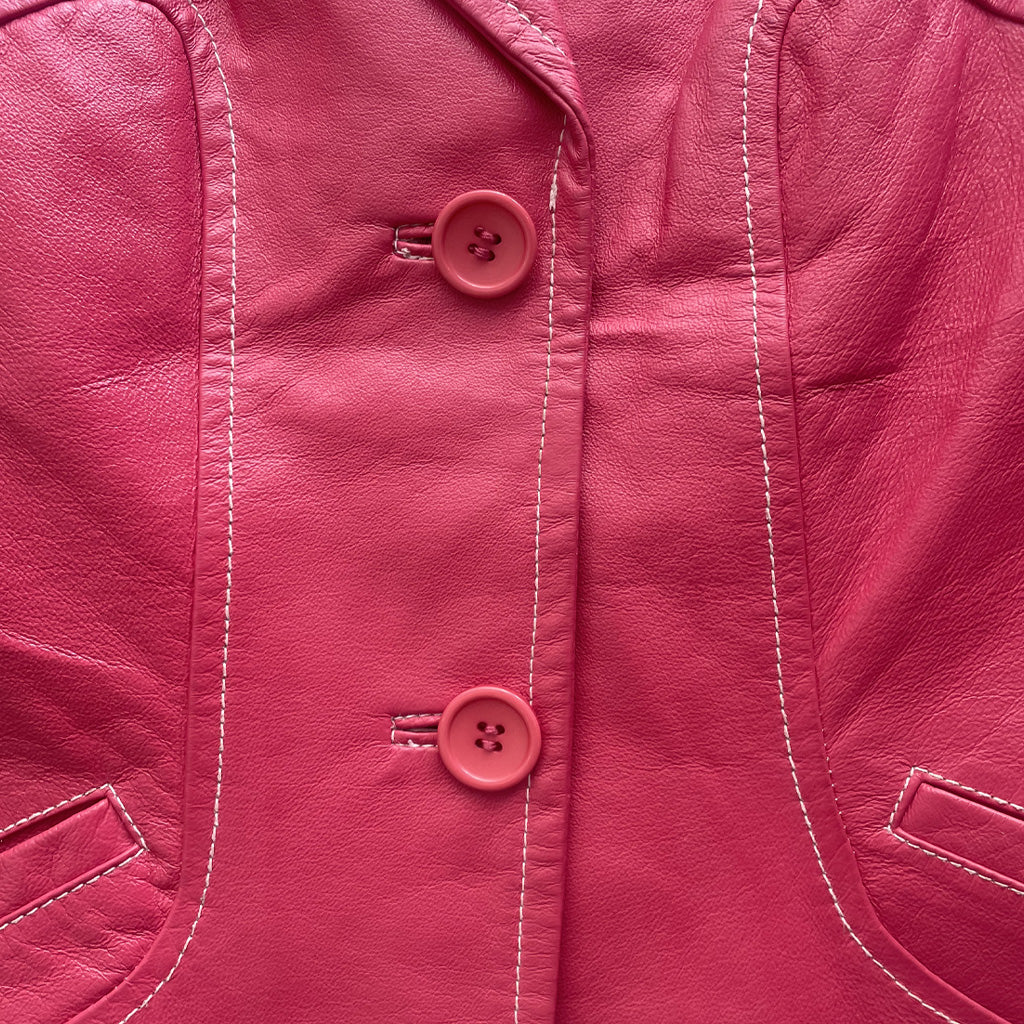 Vintage Fuchsia Pink Genuine Leather Jacket