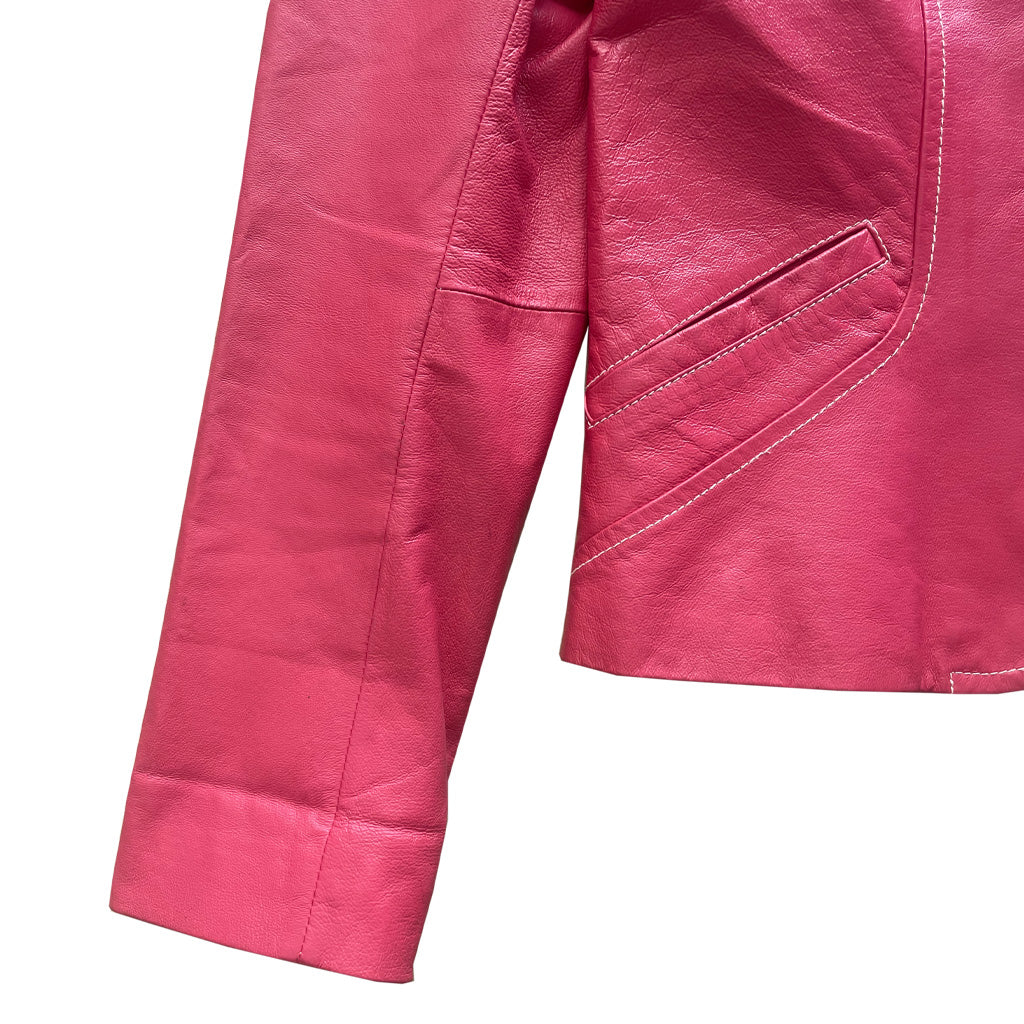 Vintage Fuchsia Pink Genuine Leather Jacket