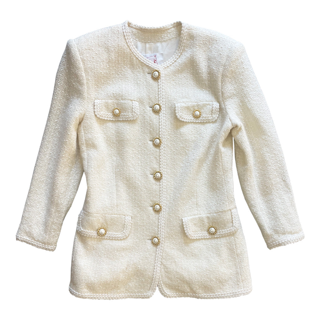 Vintage Cream Tweed Jacket- Mondi - 1980s