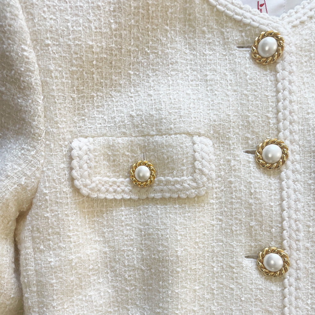 Vintage Cream Tweed Jacket- Mondi - 1980s