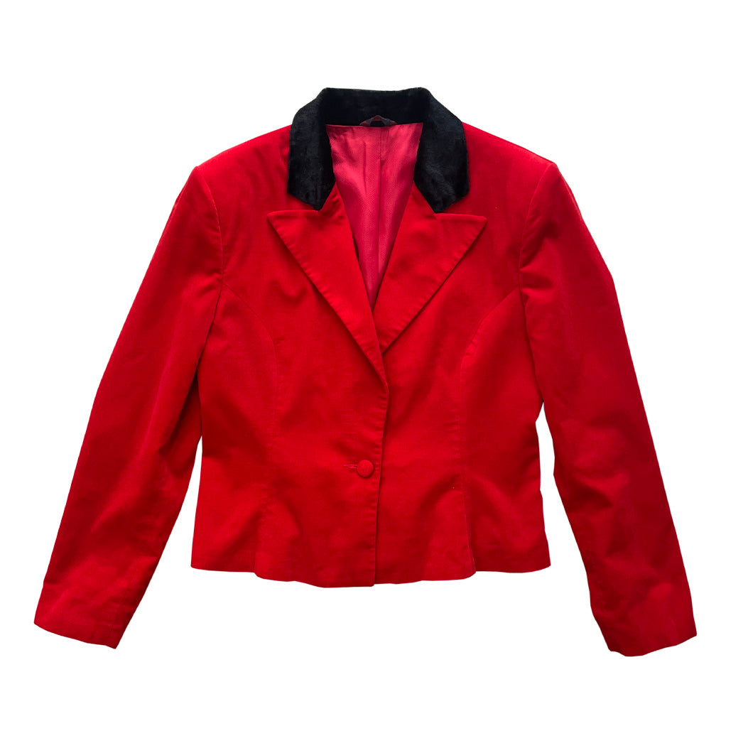 Vintage Red Velvet Jacket  1980s - Sisley