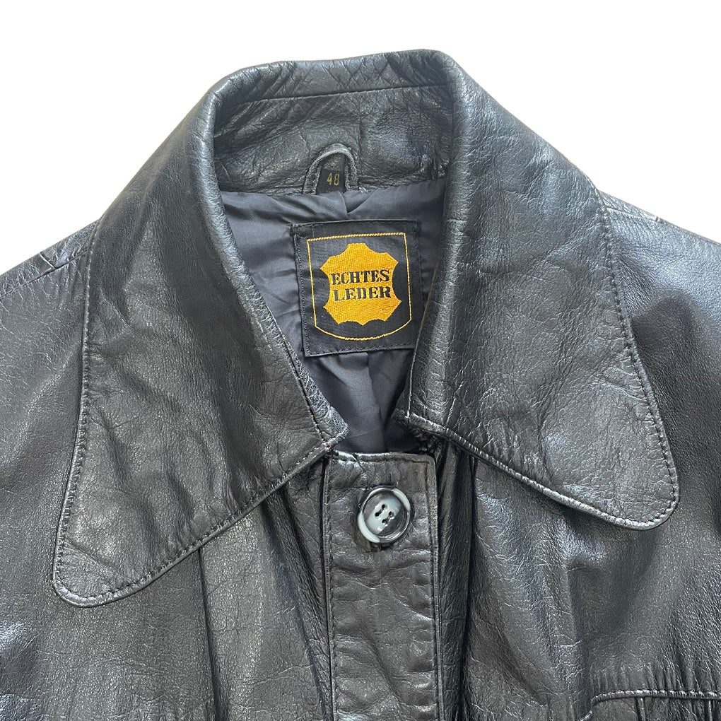 Vintage Black Genuine Leather Jacket 1970s