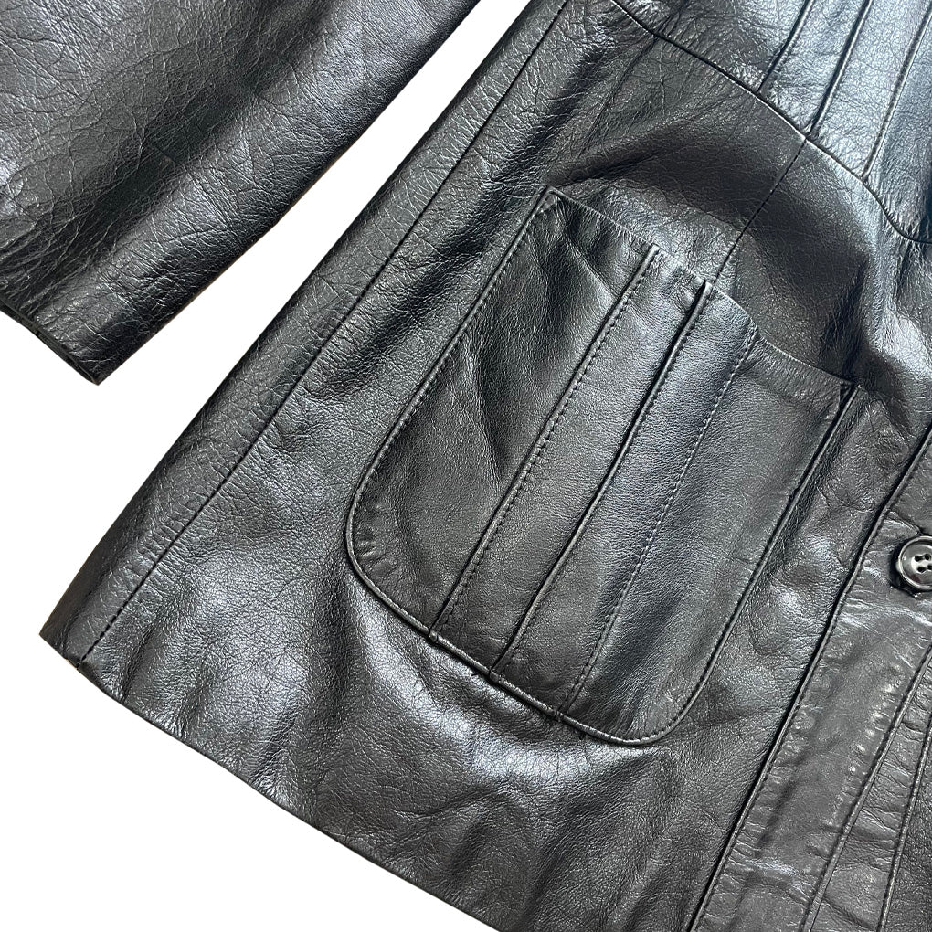 Vintage Black Genuine Leather Jacket 1970s