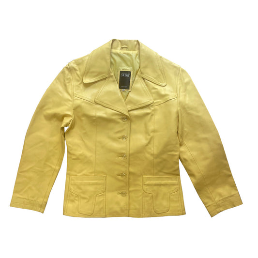 Vintage Butter Yellow Leather Jacket 2000s