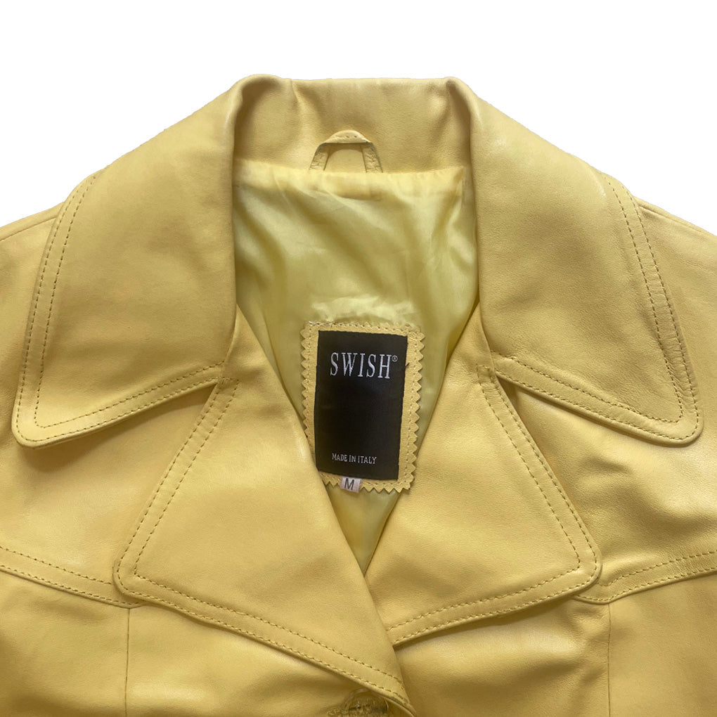 Vintage Butter Yellow Leather Jacket 2000s