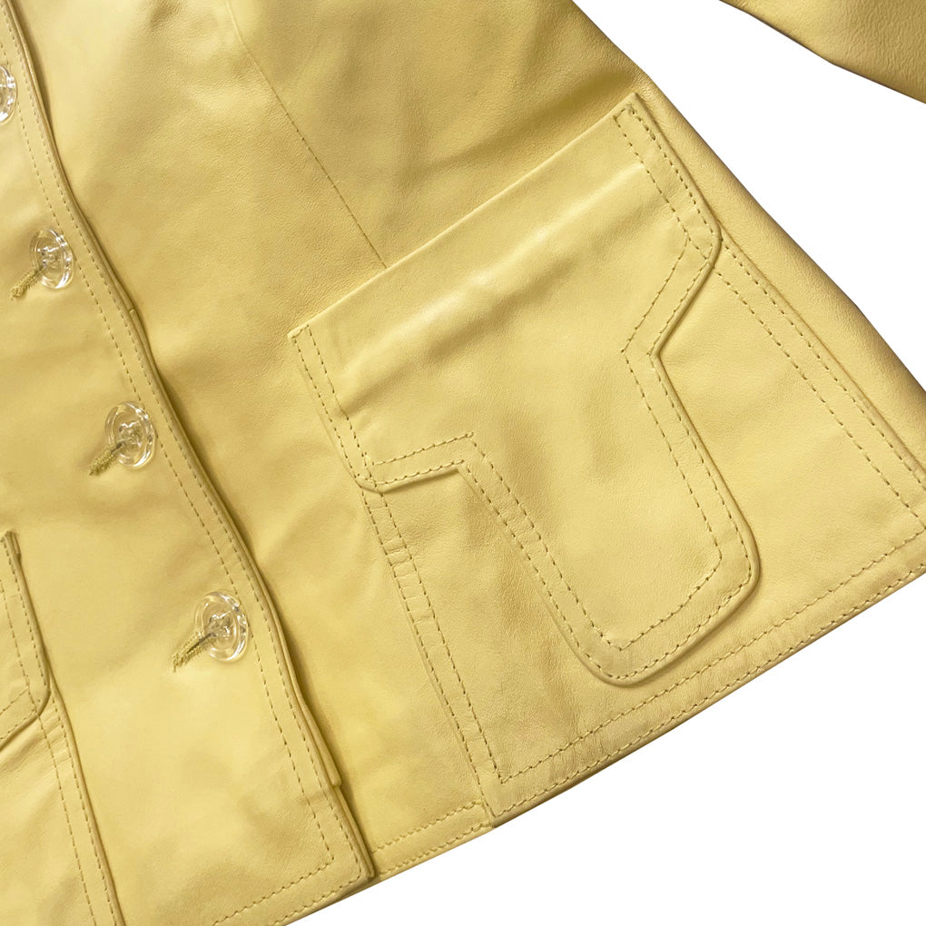 Vintage Butter Yellow Leather Jacket 2000s