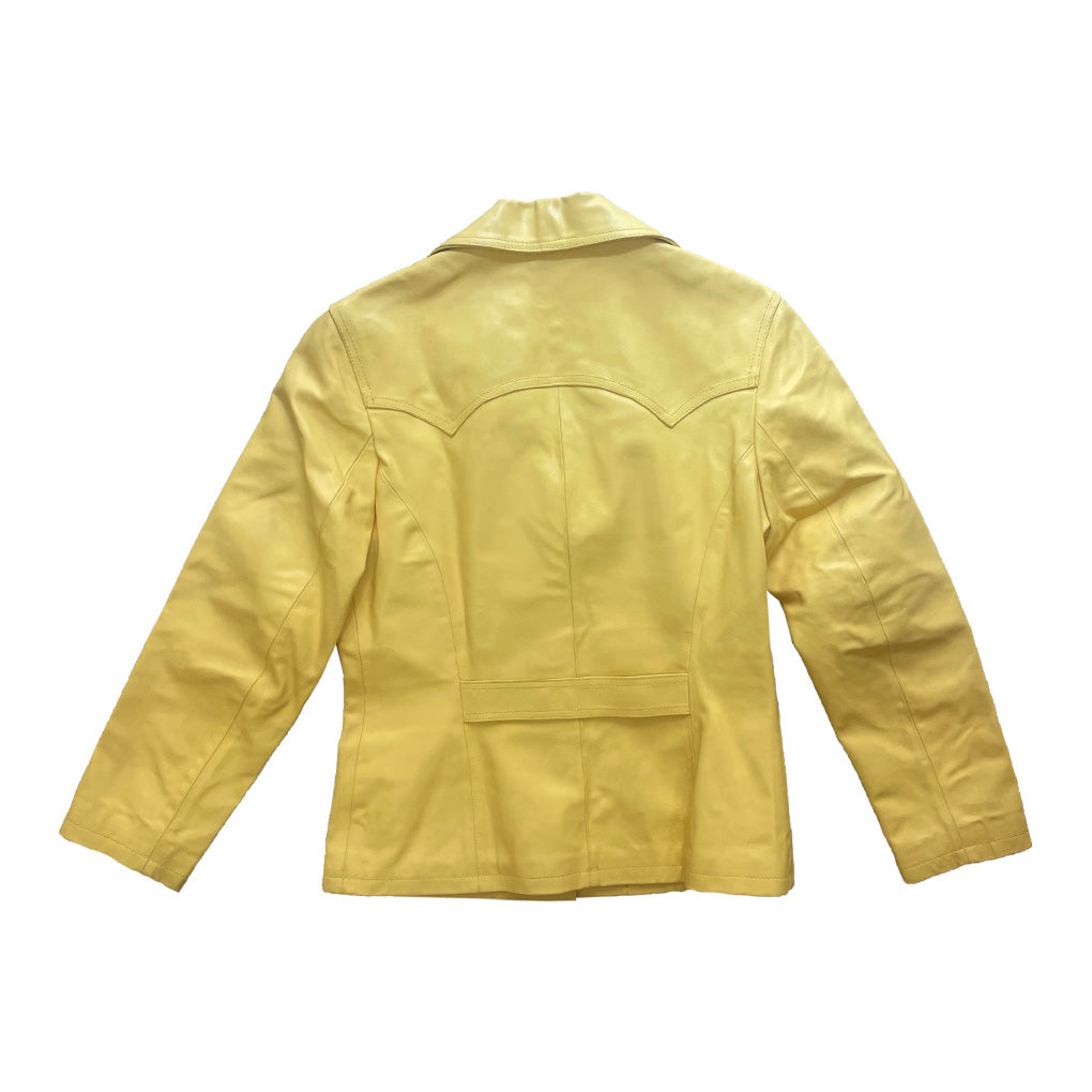Vintage Butter Yellow Leather Jacket 2000s