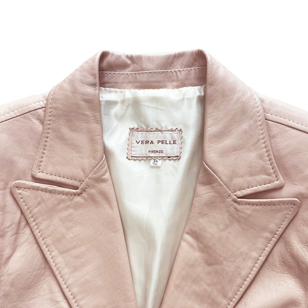 Vintage Pink Genuine Leather Jacket