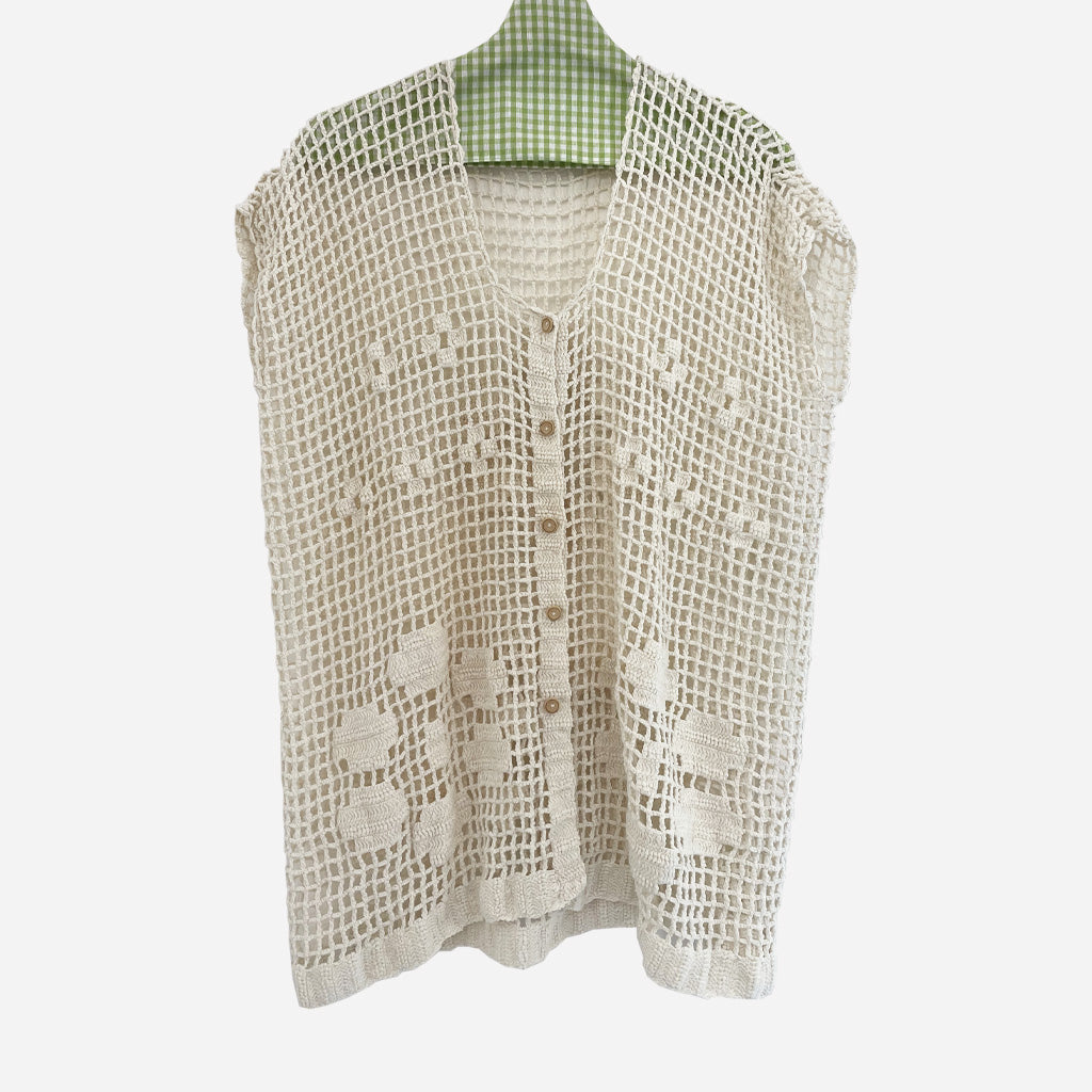 Vintage Openwork Crochet Vest 1970s