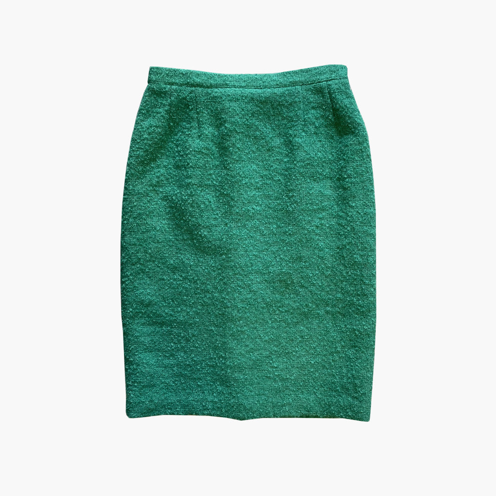 Vintage Green Bouclé Wool Skirt Luisa Spagnoli