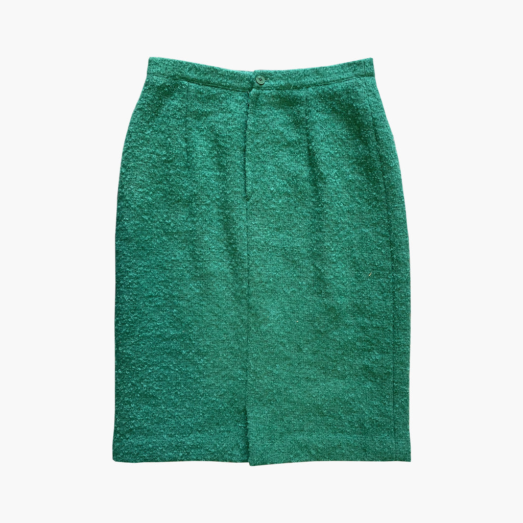 Vintage Green Bouclé Wool Skirt Luisa Spagnoli