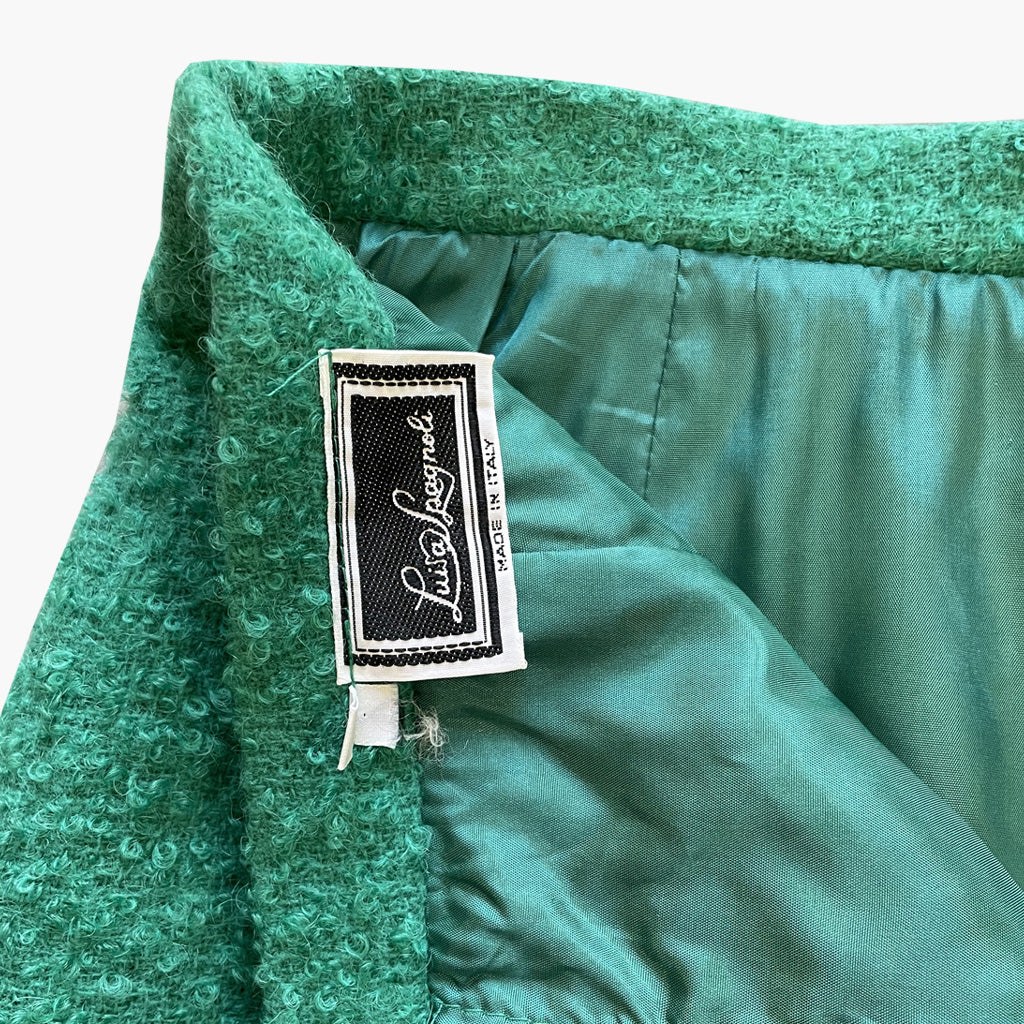 Vintage Green Bouclé Wool Skirt Luisa Spagnoli