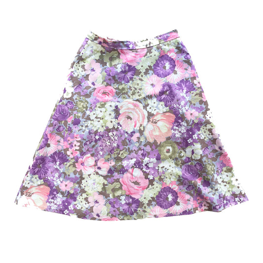 Vintage Floral Pattern Circle Skirt 1960s