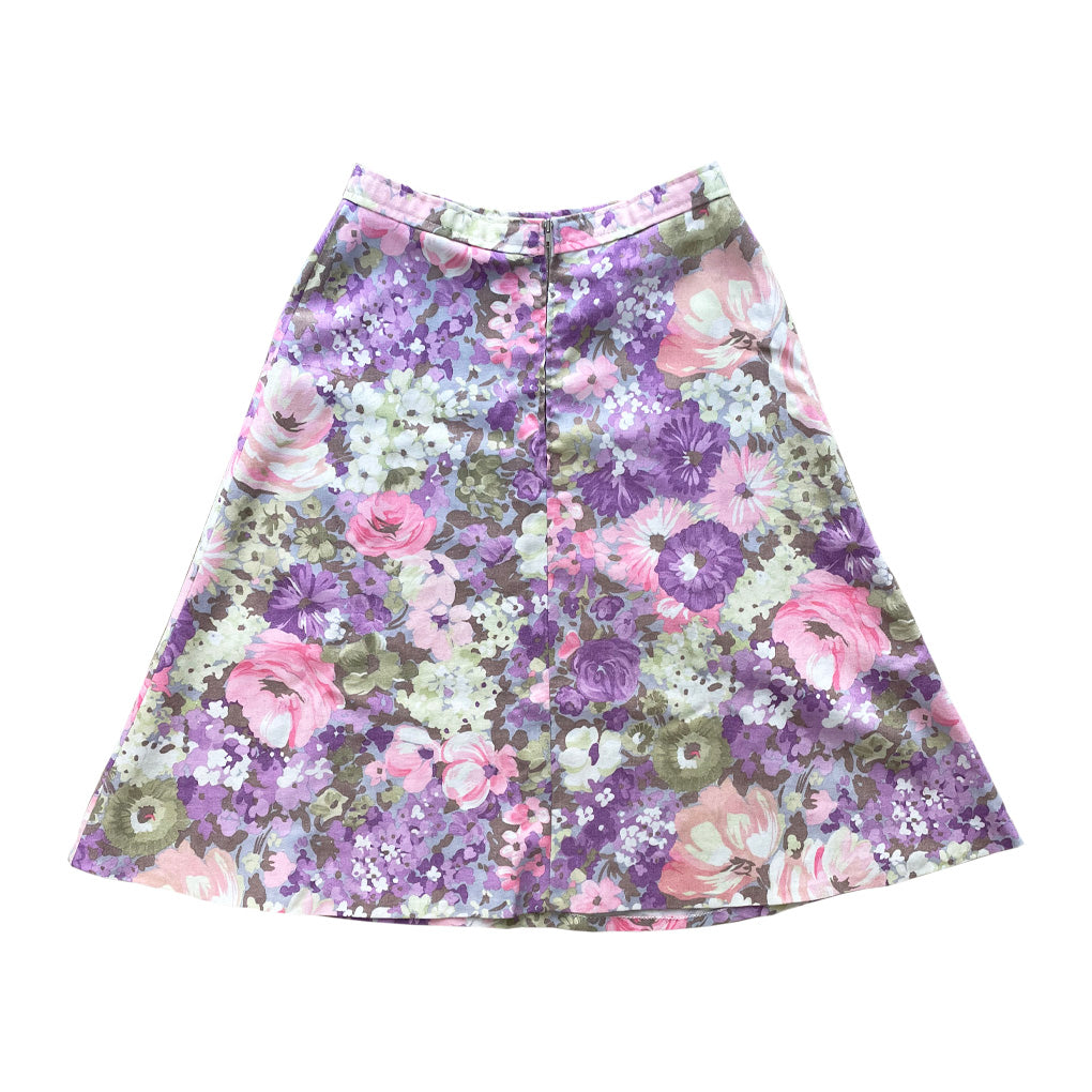 Vintage Floral Pattern Circle Skirt 1960s