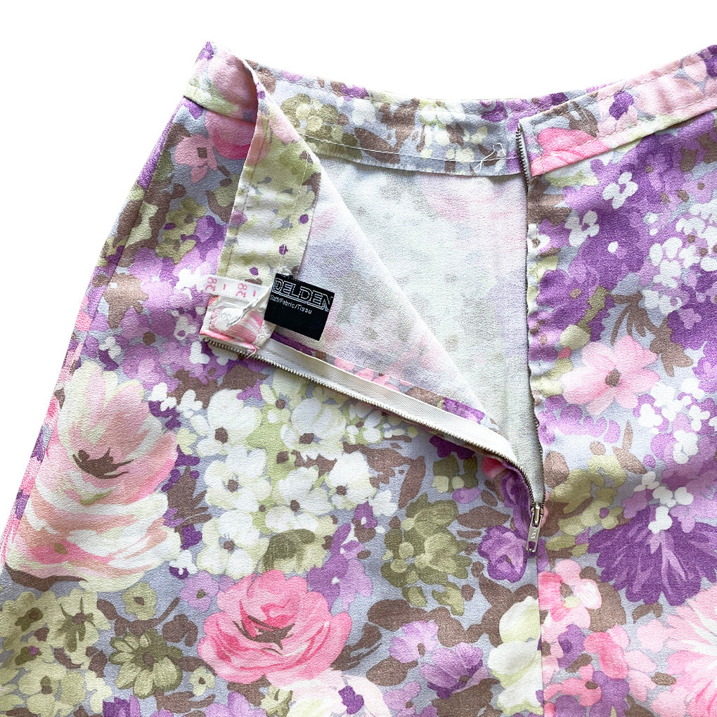 Vintage Floral Pattern Circle Skirt 1960s