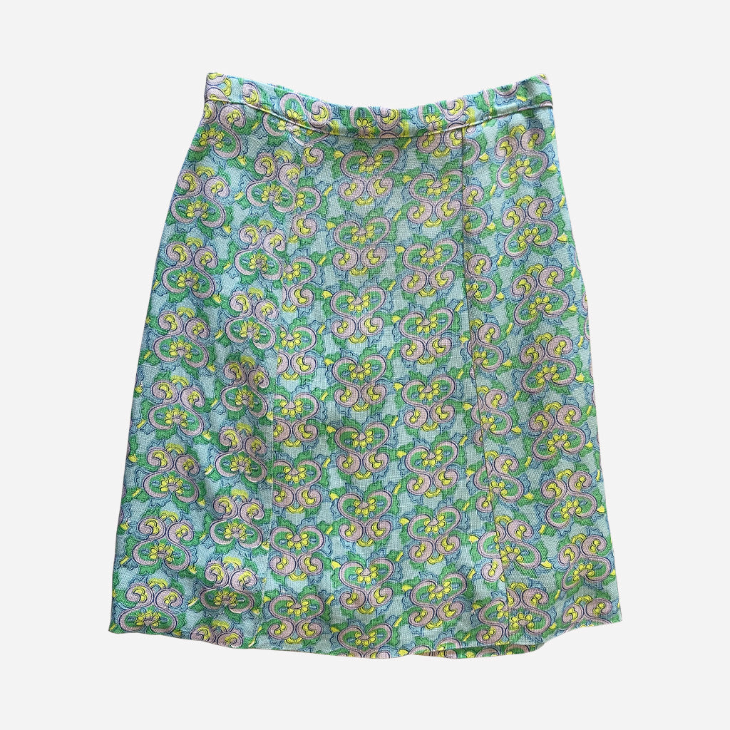 Vintage Patterned Canvas Skirt 1960s