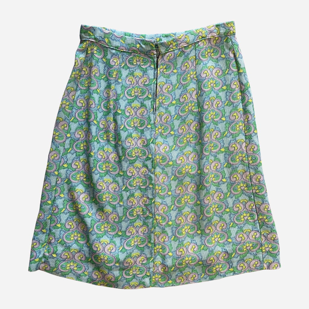 Vintage Patterned Canvas Skirt 1960s