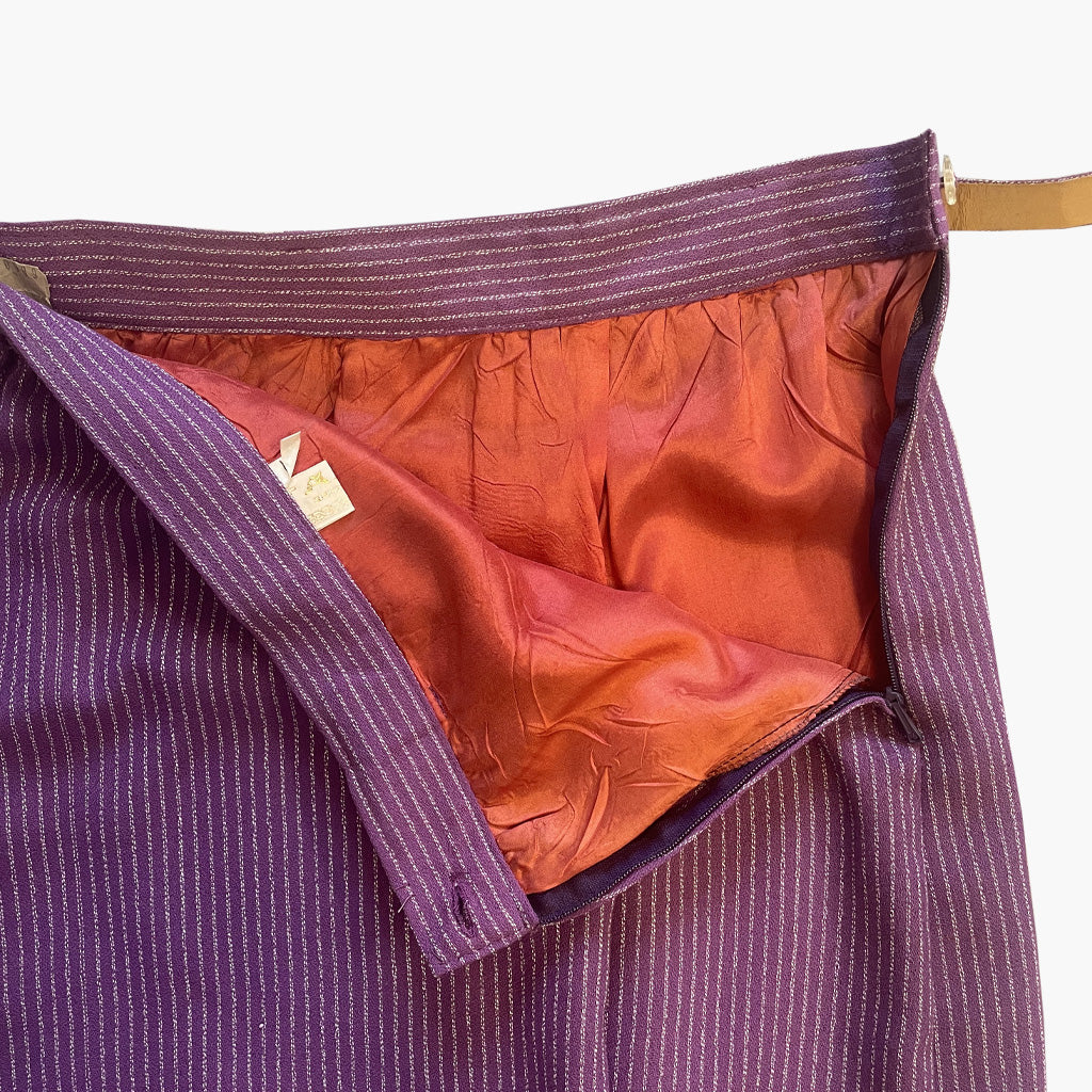 Vintage Purple Pinstripe Wrap Skirt