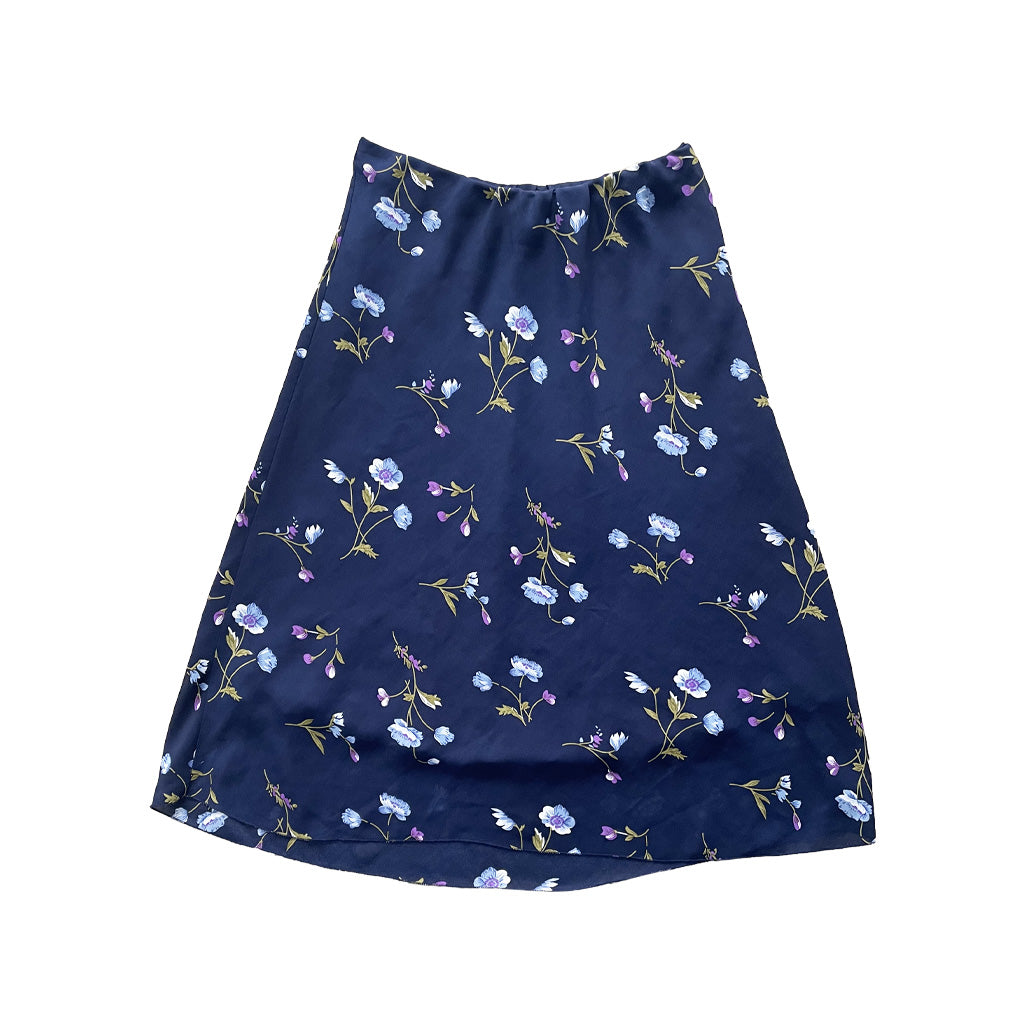 Vintage Blue Floral Soft Skirt 2000s
