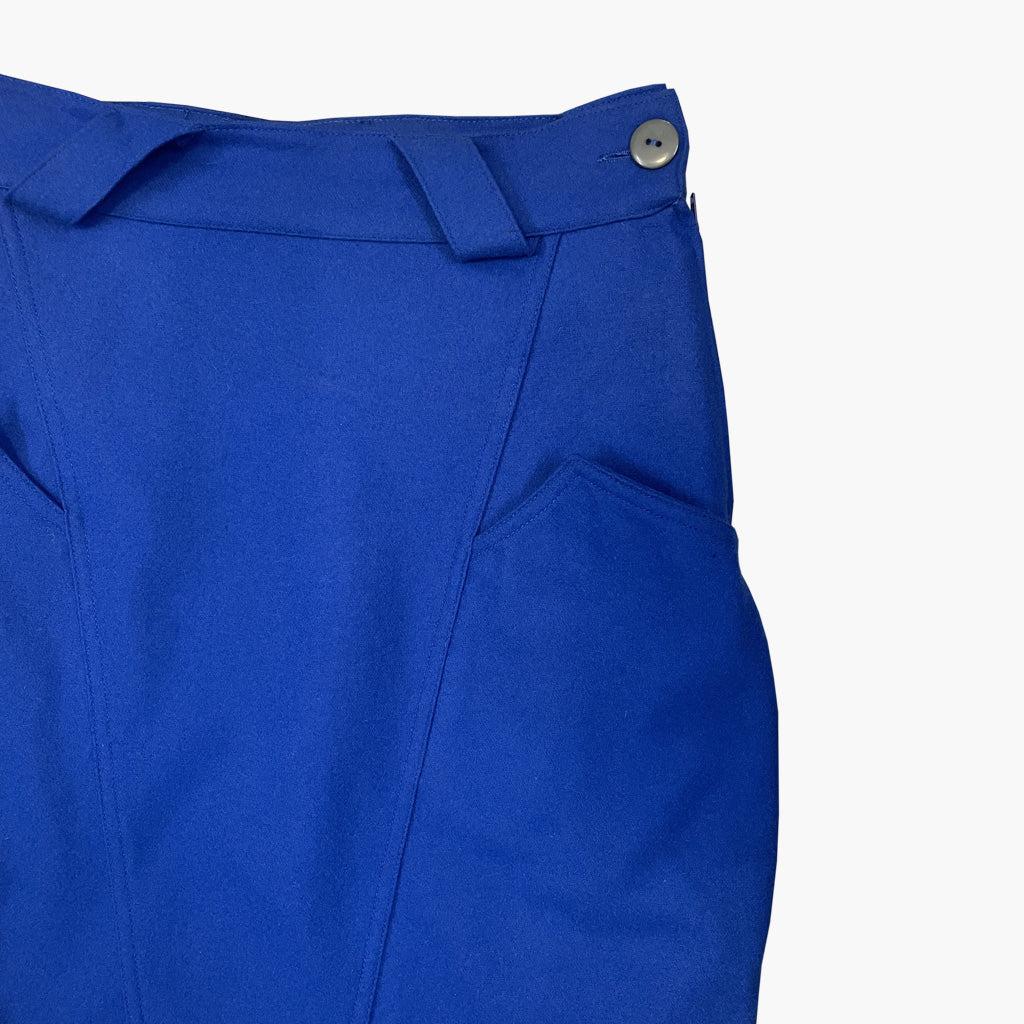 Vintage Electric Blue Pencil Midi Skirt 1980s