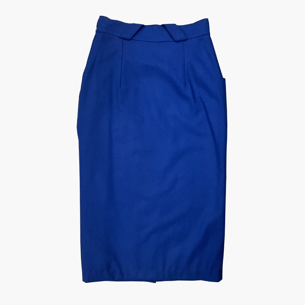 Vintage Electric Blue Pencil Midi Skirt 1980s