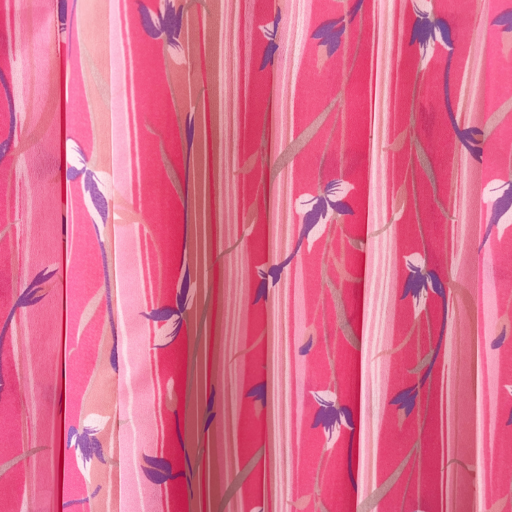 Vintage Patterned Pink Pleated Tailored Skirt 1970s